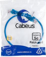 Кабель/переходник Cabeus Неэкранированный патч-корд PC-UTP-RJ45-Cat.5e-0.5m-BL