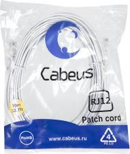 Кабель/переходник Cabeus Телефонный патч-корд PC-TEL-RJ12-10m