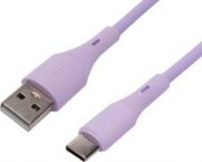 Кабель/переходник Cablexpert Кабель USB 2.0 CC-USB2S-AMCM-1M-V AM/Type-C, 3А, 18Вт, QC3.0, силиконовый, медь, 1м, фиолетовый, пакет