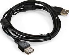 Кабель/переходник Exegate EX294761RUS Удлинитель USB 2.0 EX-CCF-USB2-AMAF-1.8F Am Af, позолоченные контакты, ферритовые кольца, 1,8м