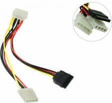 Кабель/переходник Gembird Кабель SATA molex 4pin/molex4pin+sata 15pin 0.15м на 2 устройства CC-SATA-PSY2
