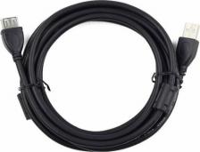 Кабель/переходник Gembird Кабель USB 2.0 AM-AF 3.0м экран 2 ферритовых кольца черный CCF2-USB2-AMAF-10