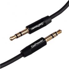 Кабель/переходник GoPower Акустический AUX кабель с разъемом Jack 3,5 мм от создан для передачи звука между устройствами с выходом mini jack 3.5. Длина 150 см. Аудио-кабель