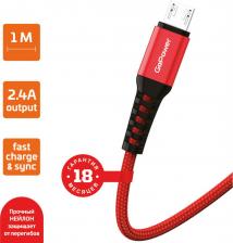Кабель/переходник GoPower Кабель USB-Micro USB, быстрая зарядка, 2.4А, 1 м, красный, GP02M