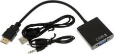 Кабель/переходник GoPower Переходник HDMI (m)-VGA (f) с питанием со звуком