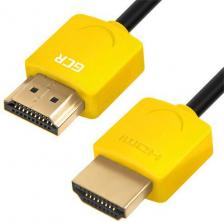 Кабель/переходник GreenConnect HDMI 2.0 провод короткий 30см Ultra HD 4K 60Hz 3D 18.0 Гбит/с 24K GOLD черный с желтыми коннекторами