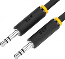 Кабель/переходник GreenConnect Кабель 0.5m аудио jack 3,5mm/jack 3,5mm черный, желтая окантовка, ультрагибкий, M/M, P