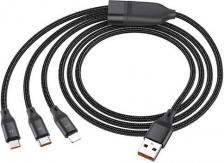 Кабель/переходник Hoco Аксессуар U104 USB - Lightning/MicroUSB/Type-C 1m Black 6931474755933