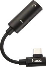 Кабель/переходник Hoco Аудио адаптер USB Type-C на гнездо 3.5мм + дополнительное гнездо-Cf черный LS19 Black