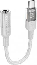 Кабель/переходник Hoco Цифровой Аудио Конвертер с USB-C на Jack 3.5 мм, аудио переходник с ципом ЦАП - DAC, LS37 Crystal белый