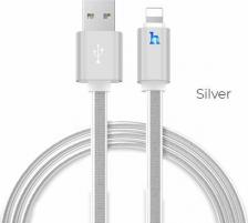 Кабель/переходник Hoco Кабель USB 2.0 A (m) - Lightning (m) 1.2м UPL12 Metal Jelly Knitted - Серебристый