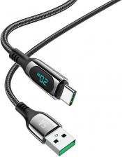 Кабель/переходник Hoco Кабель USB Type-C S51 1.2M 5A с дисплеем черный
