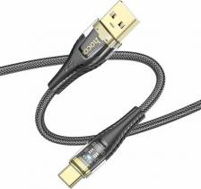 Кабель/переходник Hoco USB Кабель Type-C, U121, 1.2м, прозрачный черный