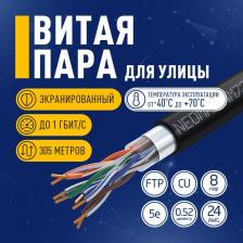 Кабель/переходник NeoMax Витая пара FTP кат.5e, 4 пары, CU, 0.52 мм, 305м., внутренний, одножильный, PVC, зеленый