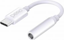 Кабель/переходник Pero Аксессуар AD09 USB-C - Mini Jack 3.5mm White PRAD09WH
