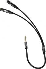 Кабель/переходник Pero Аудио разветвитель AD08 PREMIUM AUX SPLITTER MIC + SPEAK, черный