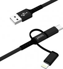 Кабель/переходник Pero Дата-кабель DC-06 Universal 3 in 1, 3А, 1м, черный