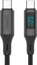 Кабель/переходник Pero Кабель DC-14, USB Type-C (m) - USB Type-C (m), 1.2м, в оплетке, черный [prdc-14cc]