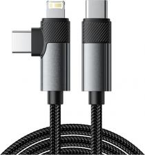 Кабель/переходник Rexant Кабель 2в1 Type-C, Type-C, Lightning 65Вт, 1м, в черной нейлоновой оплетке, цена за 1 шт