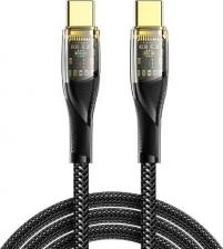 Кабель/переходник Rexant Кабель Type-C – Type-C, 5А, 100Вт, 1м, в черной нейлоновой оплетке со световой индикацией, цена за 1 шт