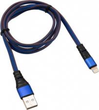 Кабель/переходник Rexant Кабель USB-Lightning 2.4 A, 1 м, синяя нейлоновая оплетка, цена за 1 шт