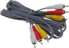 Кабель/переходник SmartBuy Кабель соединительный 3 x RCA (M) - 3 x RCA (M), в пакете, серый, 3 м