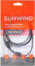 Кабель/переходник Sunwind Кабель micro USB B (m), USB A(m), 1м, черный