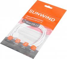 Кабель/переходник Sunwind Кабель micro USB (m) - USB (m), 1м, 2A, белый