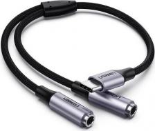 Кабель/переходник UGreen Аксессуар AV144 USB Type-C - 2xJack 3.5mm 25cm Silver 30732