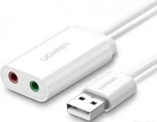 Кабель/переходник UGreen Аудиоадаптер USB-AUX, белый (30143)