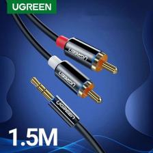 Кабель/переходник UGreen Кабель аудио AV116, 2хRCA (f) - Jack 3.5 (f), 1.5м, GOLD, черный [10583]