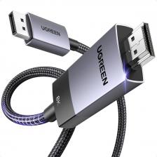Кабель/переходник UGreen Кабель аудио-видео DP115, HDMI (m) - DisplayPort (m), ver 1.4, ver 2.1, 2м, серый [80397]