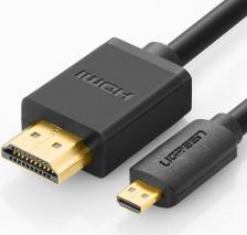 Кабель/переходник UGreen Кабель аудио-видео HD127, Micro HDMI (m) - HDMI, 1.5м, GOLD, ф/фильтр, черный [30102]