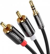 Кабель/переходник UGreen Кабель AV116 3.5mm Male To 2 RCA Male Cable. Длина: 3м. Цвет: черный