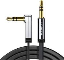 Кабель/переходник UGreen Кабель AV119 10728 AUX 3.5mm (M) to AUX 3.5mm (M), улогвой 90°, силиконовый, 3m, Black