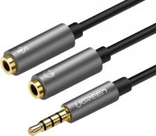 Кабель/переходник UGreen Кабель AV141 3.5mm male to 2 Female Audio Cable Aluminum Case. Длина: 20 см