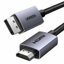 Кабель/переходник UGreen Кабель DP125 DP Male To HDMI Male Cable 4K@30Hz. Длина: 1,5м. Цвет: черный/серый