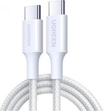 Кабель/переходник UGreen Кабель L501 60W USB-C to USB-C PD Fast Charging Braided Cable 3A Max. Длина: 1м. Цвет: белый