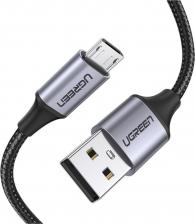 Кабель/переходник UGreen Кабель mini usb - usb US290 Nickel Plating Alu Braid, 1.5 м серый, черный