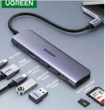 Кабель/переходник UGreen Конвертер CM195 (15214) USB-C To HDMI+2*USB 3.0 A+ USB-C+SD/TF+PD