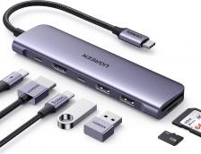 Кабель/переходник UGreen Конвертер CM195 (15214) USB-C To HDMI+2*USB 3.0 A+ USB-C+SD/TF+PD