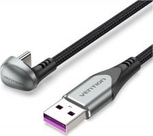 Кабель/переходник Vention Кабель USB-USB Type-C, угловой, быстрая зарядка, 5А, 2 м, черный