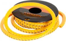 Кабельная маркировка NikoMax Маркер кабельный трубчатый, эластичный, под кабели 3,6-7,4мм, 4мм, 500шт., буква "J", желтый