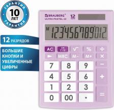 Калькулятор Brauberg Калькулятор настольный "Ultra pastel-12-PR", 12 разрядов, двойное питание, сиреневый