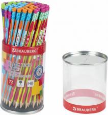Карандаш Brauberg Карандаш чернографитный "ORIGINAL", 1 шт., HB, с ластиком, некрашеный корпус, 181713