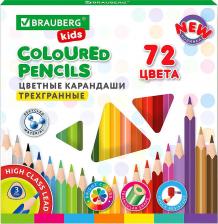 Карандаш Brauberg Карандаши цветные 72 цвета, трехгранный корпус, грифель 3 мм
