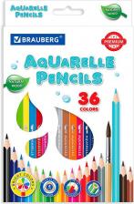 Карандаш Brauberg Карандаши цветные акварельные PREMIUM AQUARELLE, 36 цветов, грифель мягкий 4 мм, 181674