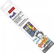 Карандаш Hatber Карандаш чернографитный круглый корпус, 6 штук "Punk", HB, с ластиком, заточенные