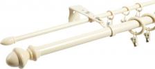 Карниз Арт-декор Карниз для штор двухрядный металлический CLASSIC, цельный, бежевый 200 см/ Гардина для окна алюминиевая