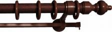 Карниз Уют Карниз для штор круглый, деревянный, настенный, 2 ряда, цвет Красное дерево 350 см